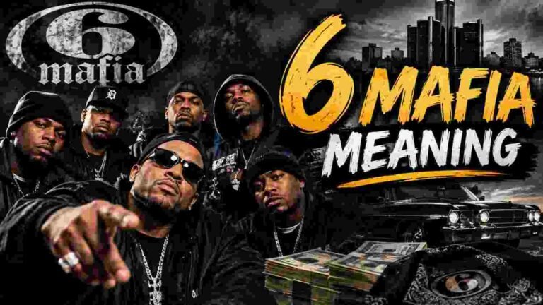 6 mafia meaning explained with a dark 1990s Memphis rap recording studio setup